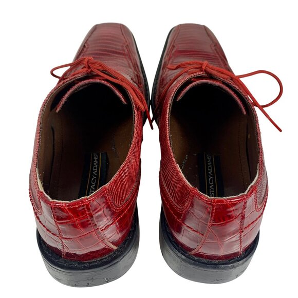 Stacy Adams Mens 9M Palladin Red Lizard Print Leather Oxford Dress Shoes - Picture 6 of 12